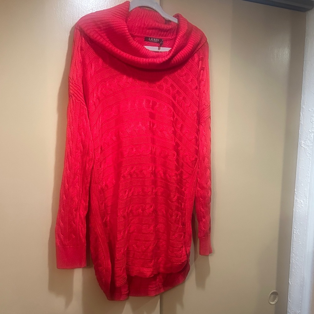 Ralph Lauren Bold Red Cowl Neck Sweater